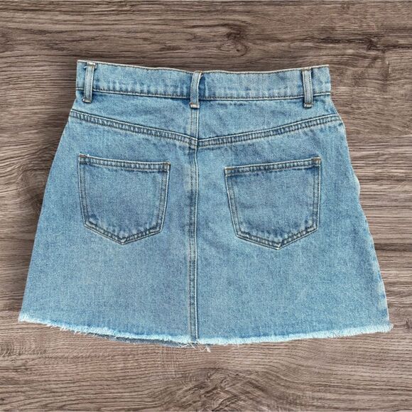 Brandy Melville John Galt Blue Denim A-line Mini Skirt - Picture 2 of 5